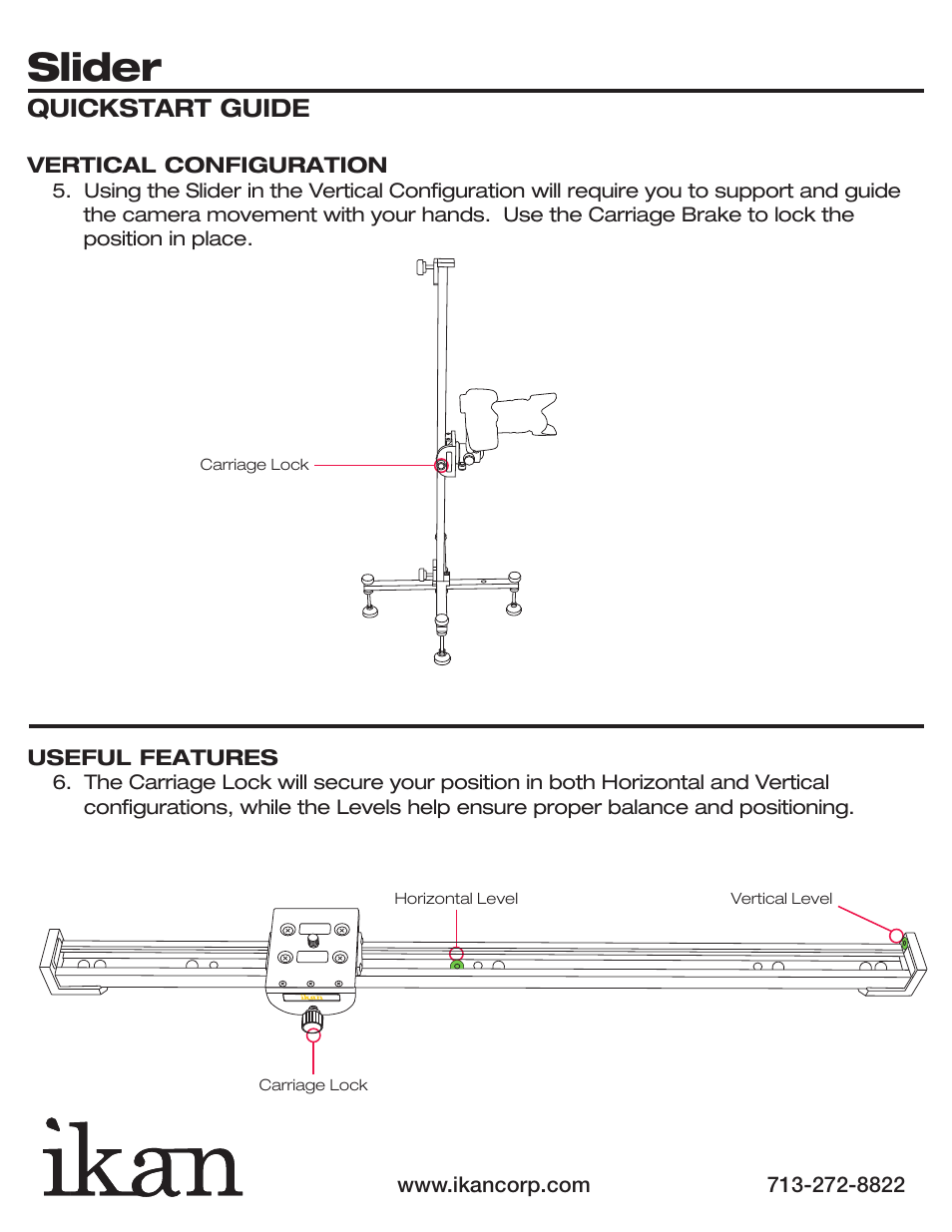 Slider, Quickstart guide | ikan SLD-01 User Manual | Page 7 / 7