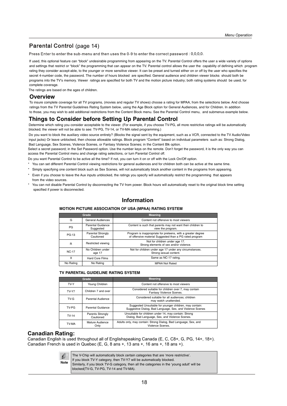 Overview, Information canadian rating, Page 14) | Crosley C42FHDHB120 User Manual | Page 21 / 25