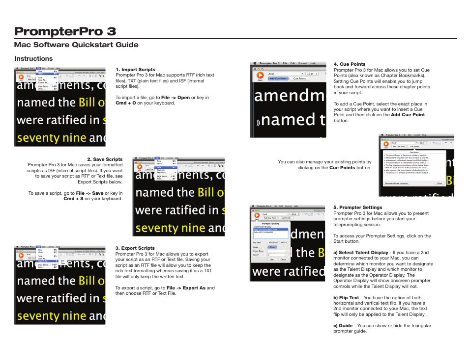 Prompterpro 3, Mac software quickstart guide | ikan PP 3.0 for Mac User Manual | Page 2 / 2