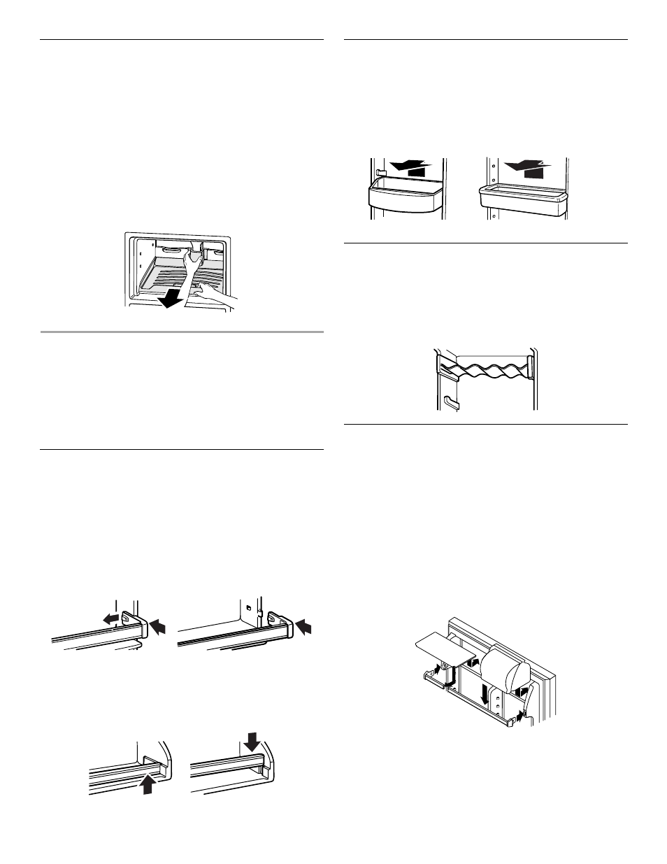 Door features, Pull-out freezer floor, Door rails | Door bins, Can rack, Adjustable utility compartment & tray | Crosley 2212430 User Manual | Page 15 / 20