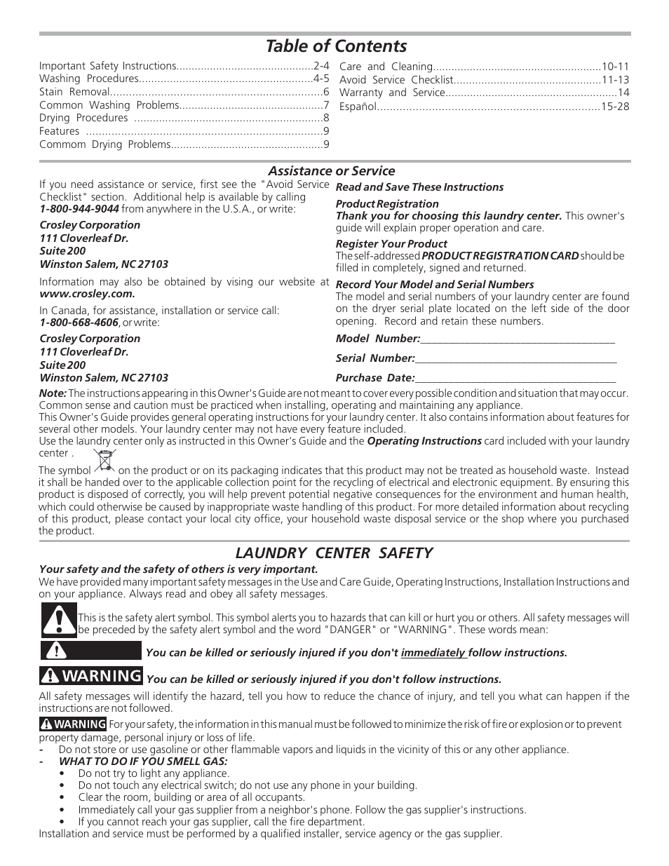 Crosley 134857400A User Manual | Page 2 / 14