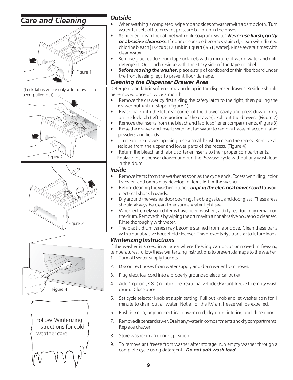 Care and cleaning | Crosley 134857900 User Manual | Page 9 / 11