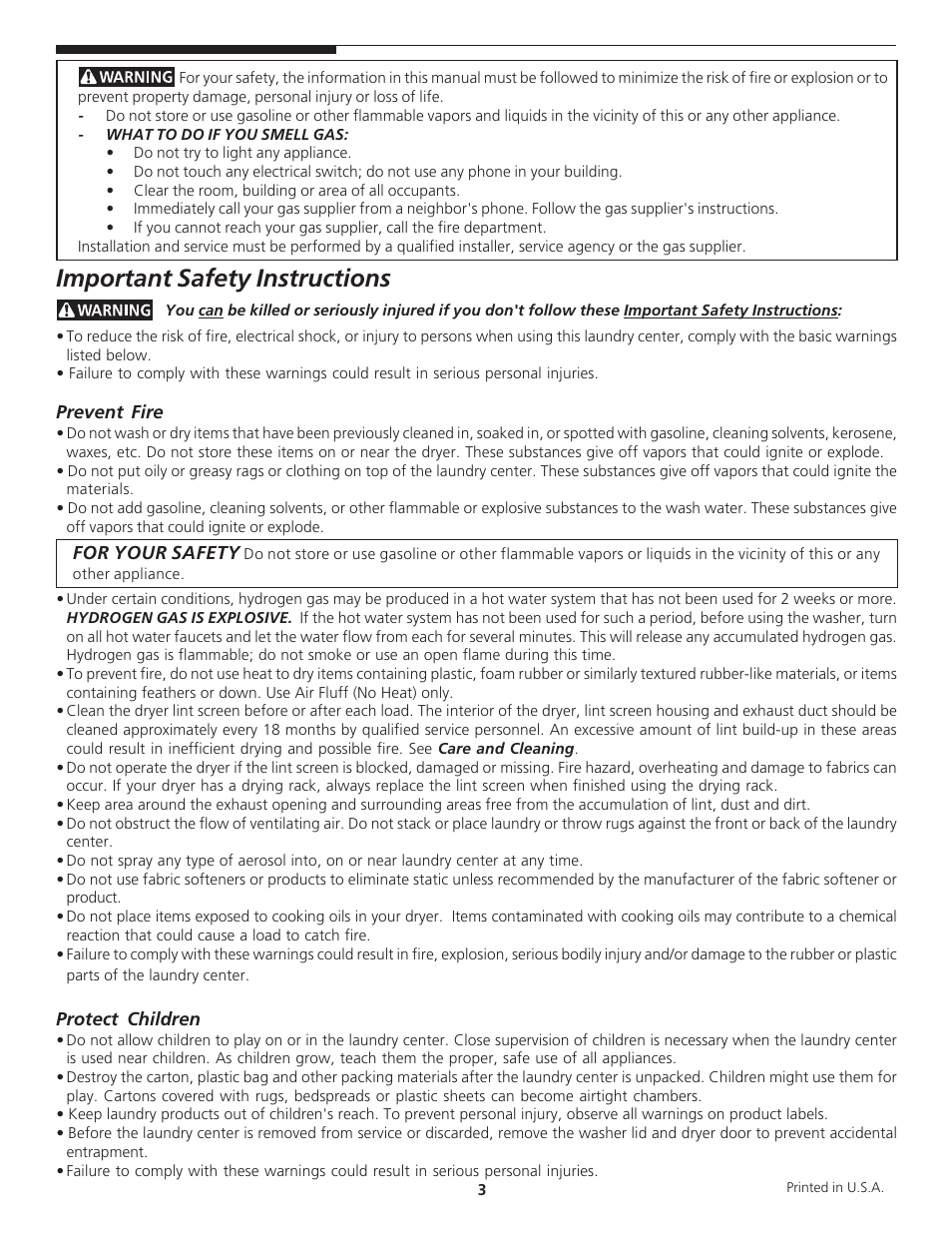 Important safety instructions | Crosley 134860900A User Manual | Page 3 / 16