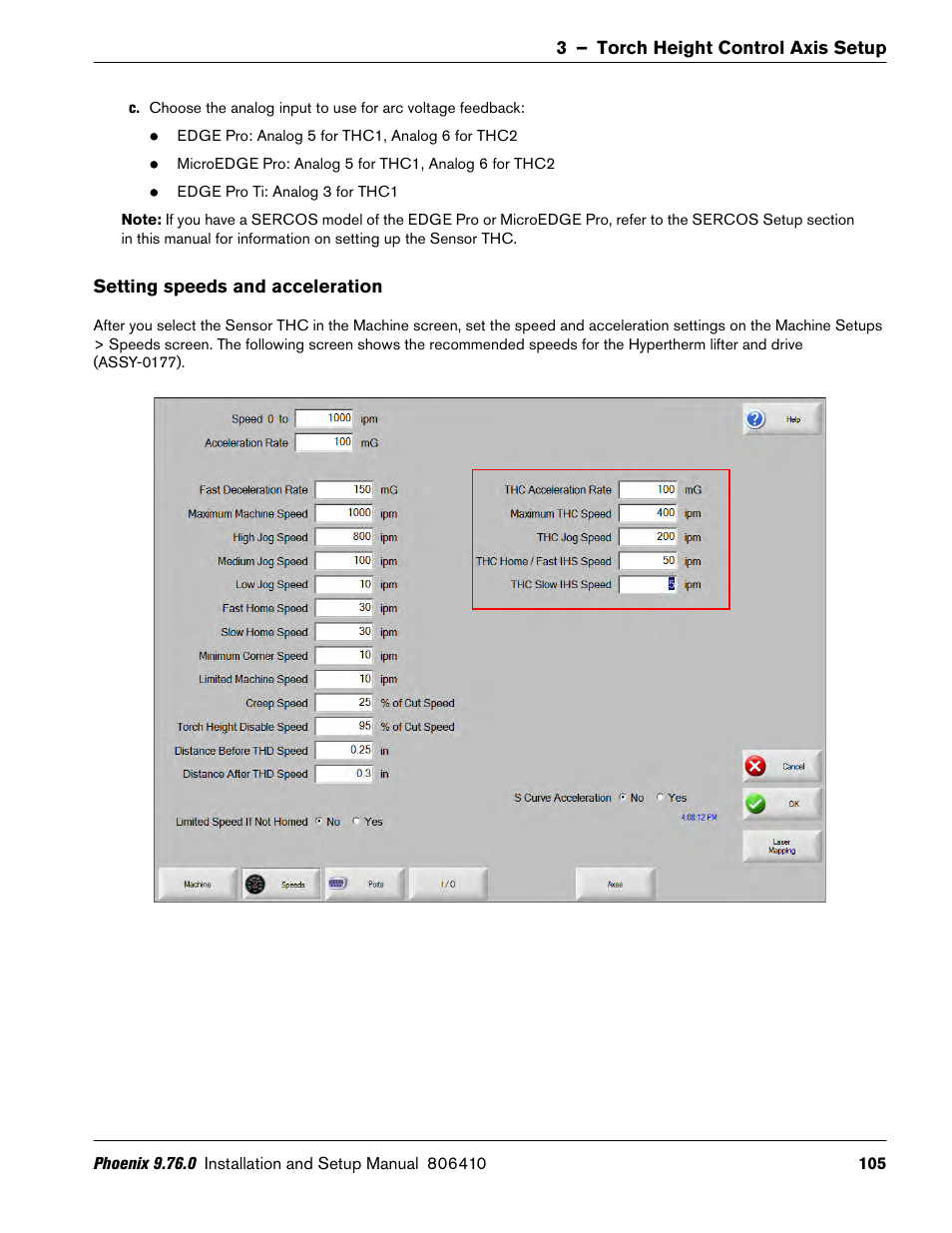 Setting speeds and acceleration | Hypertherm V9 Series Phoenix Rev.11 User Manual | Page 105 / 294
