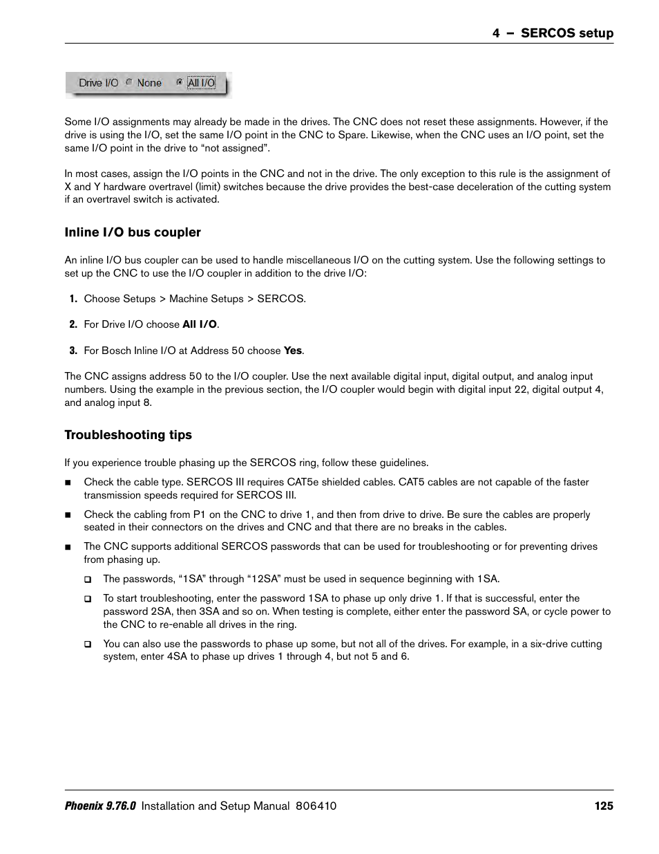 Inline i/o bus coupler, Troubleshooting tips | Hypertherm V9 Series Phoenix Rev.11 User Manual | Page 125 / 294