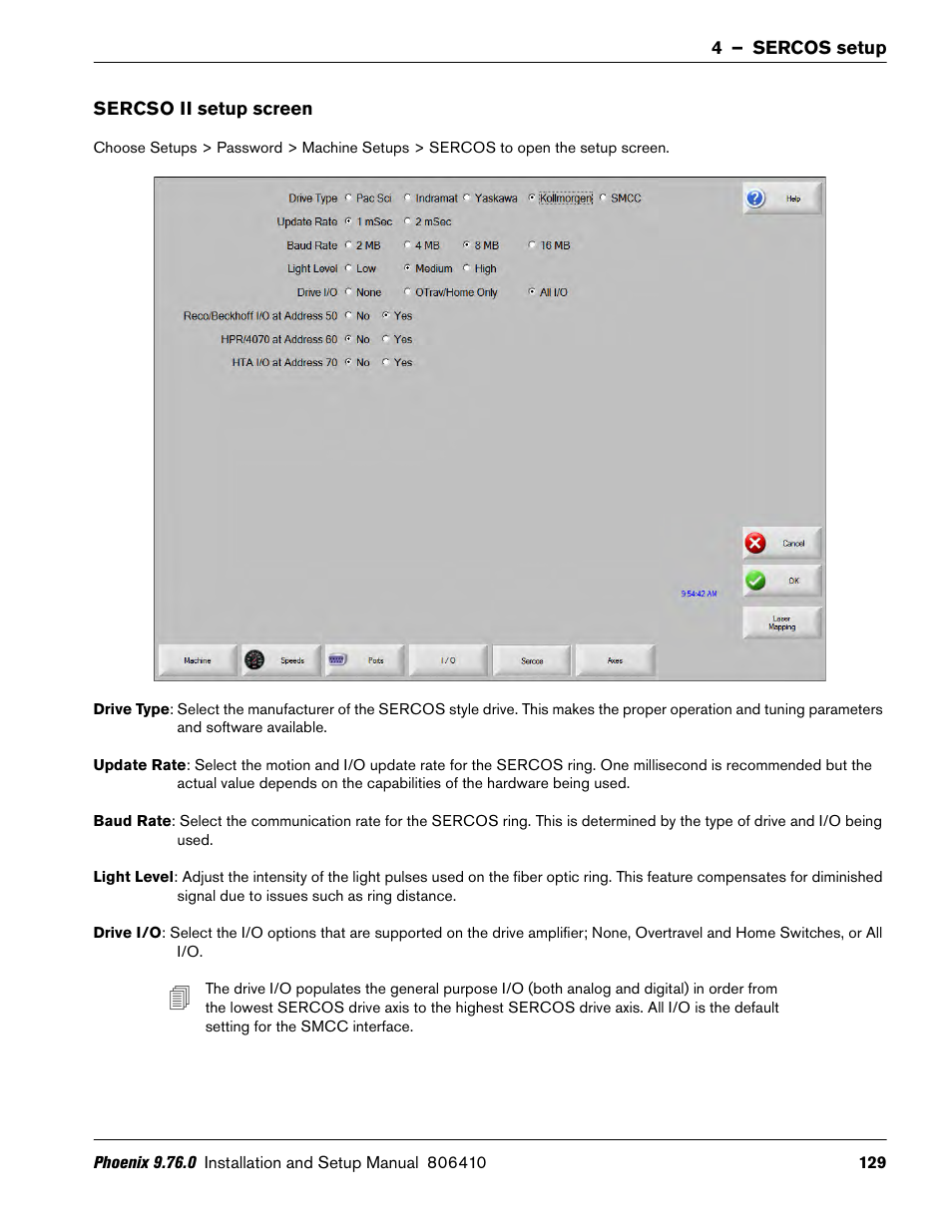 Sercso ii setup screen | Hypertherm V9 Series Phoenix Rev.11 User Manual | Page 129 / 294