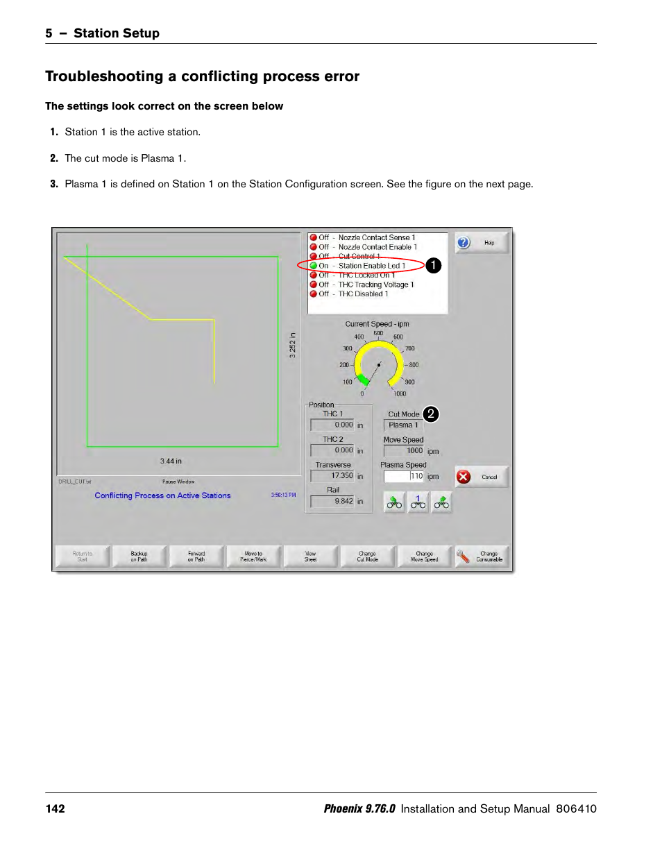 Troubleshooting a conflicting process error, The settings look correct on the screen below | Hypertherm V9 Series Phoenix Rev.11 User Manual | Page 142 / 294