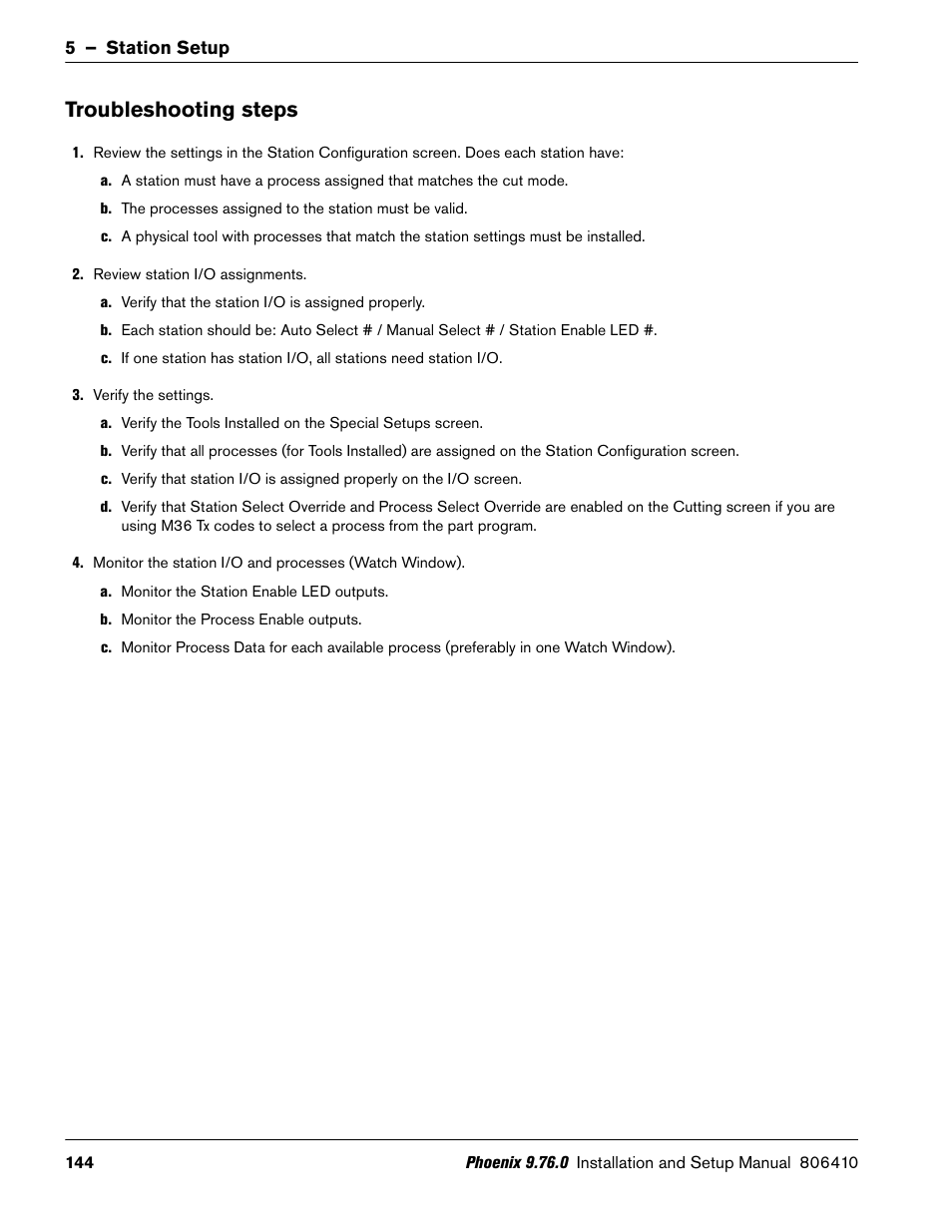 Troubleshooting steps | Hypertherm V9 Series Phoenix Rev.11 User Manual | Page 144 / 294