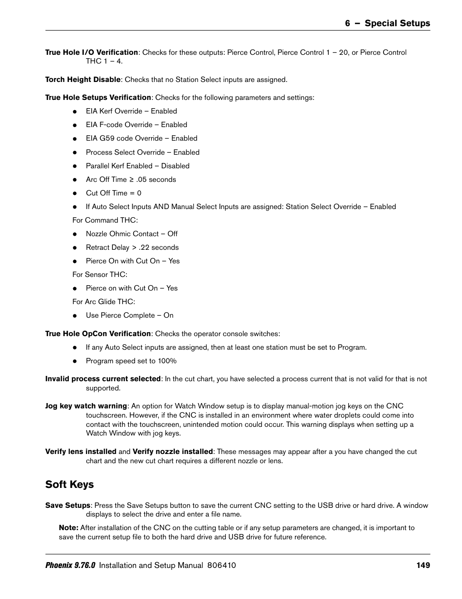 Soft keys, 6 – special setups | Hypertherm V9 Series Phoenix Rev.11 User Manual | Page 149 / 294