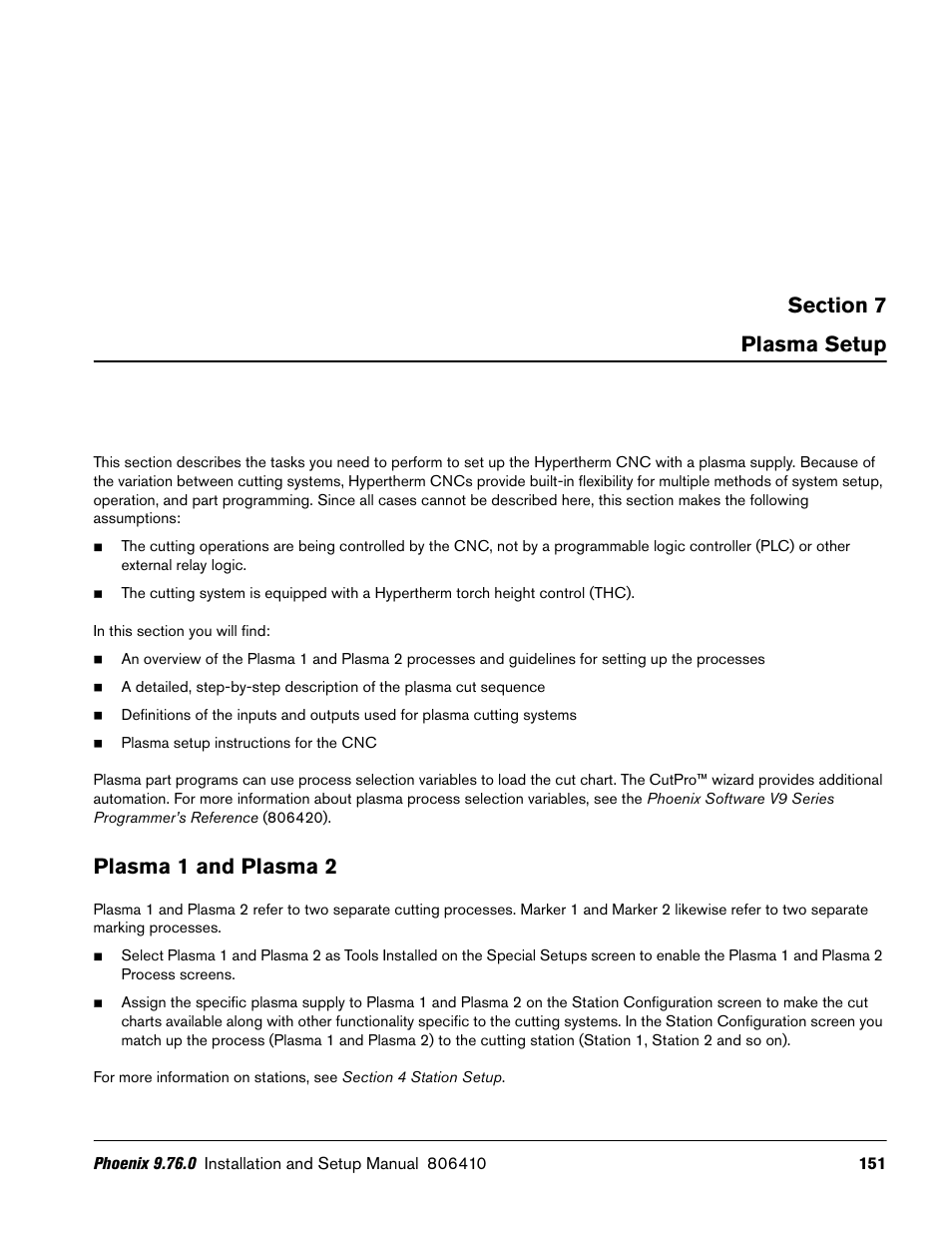 Plasma setup, Plasma 1 and plasma 2 | Hypertherm V9 Series Phoenix Rev.11 User Manual | Page 151 / 294