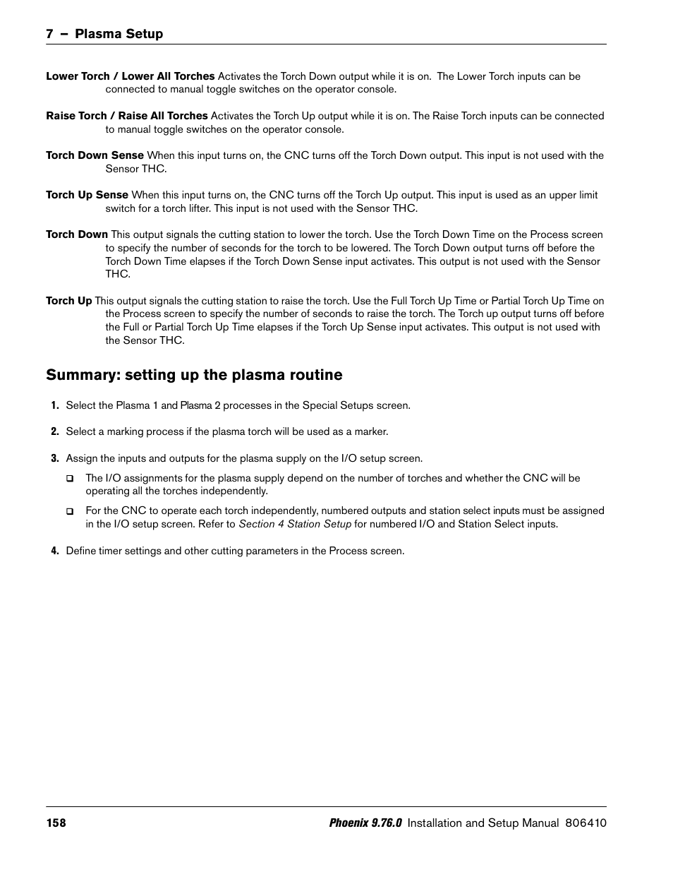 Summary: setting up the plasma routine | Hypertherm V9 Series Phoenix Rev.11 User Manual | Page 158 / 294