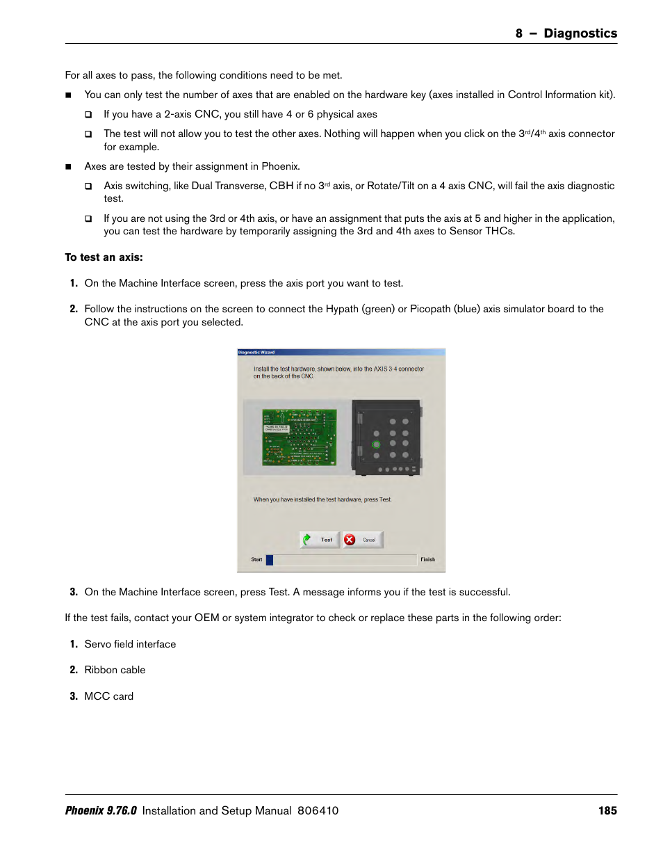 8 – diagnostics | Hypertherm V9 Series Phoenix Rev.11 User Manual | Page 185 / 294