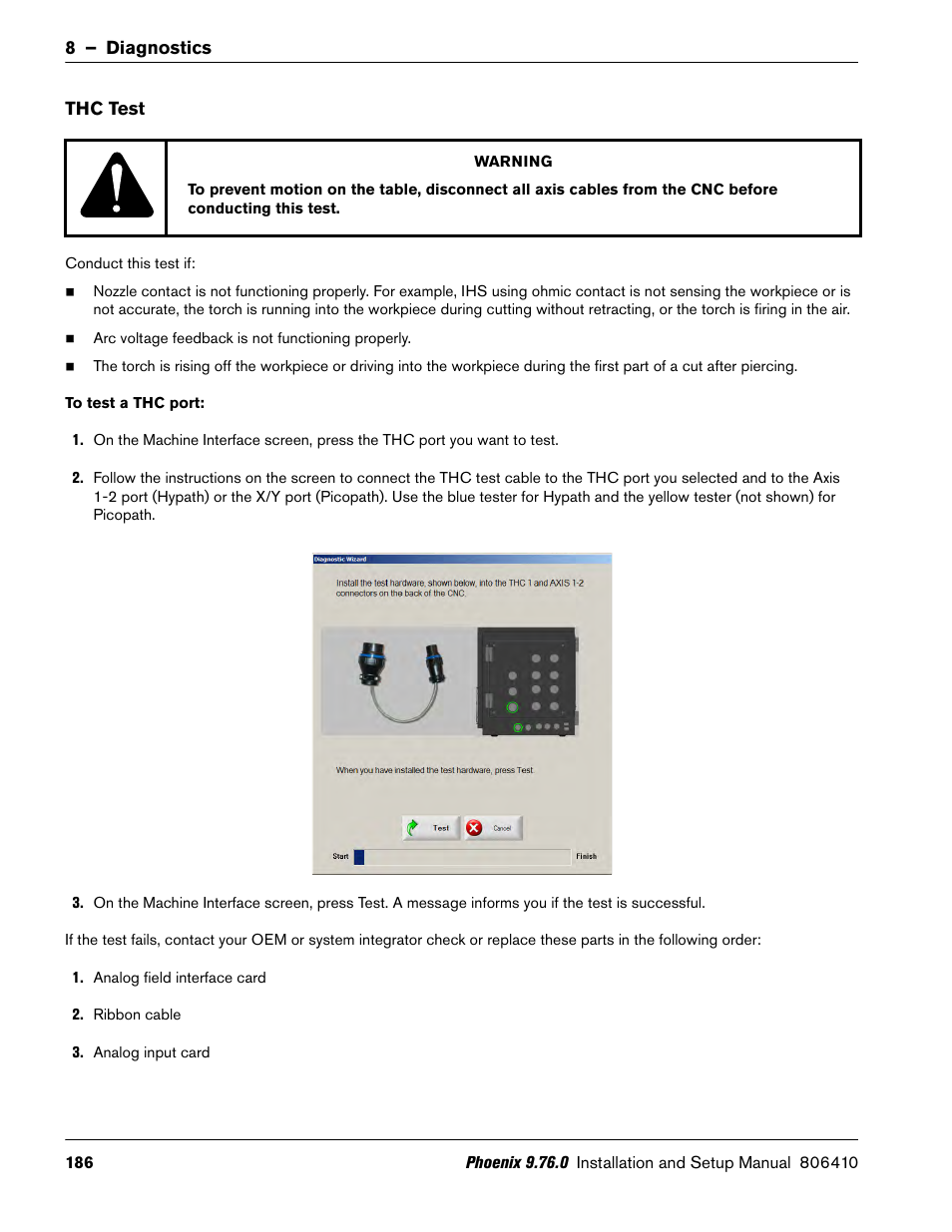 Thc test | Hypertherm V9 Series Phoenix Rev.11 User Manual | Page 186 / 294