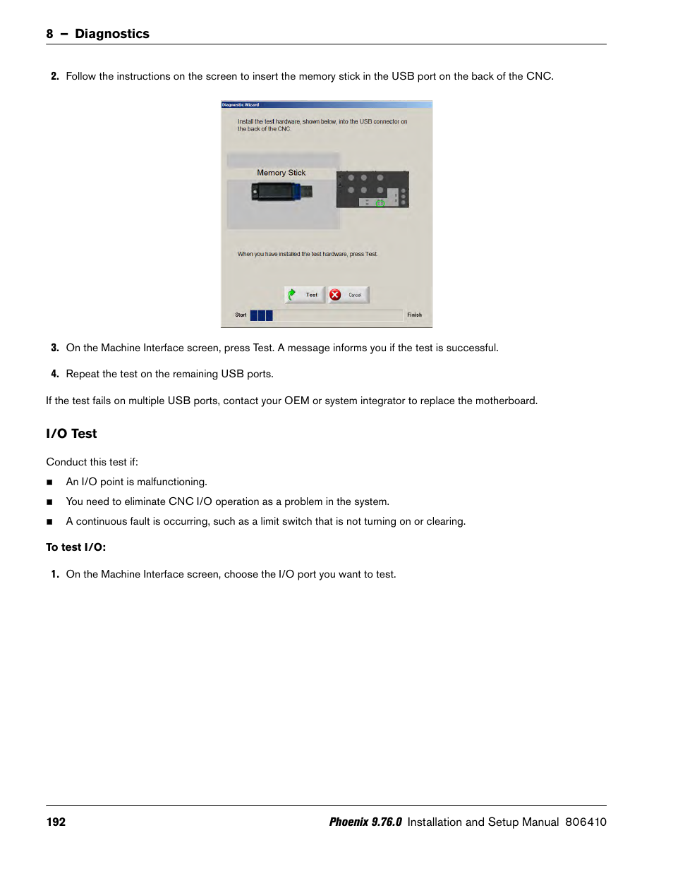 I/o test | Hypertherm V9 Series Phoenix Rev.11 User Manual | Page 192 / 294