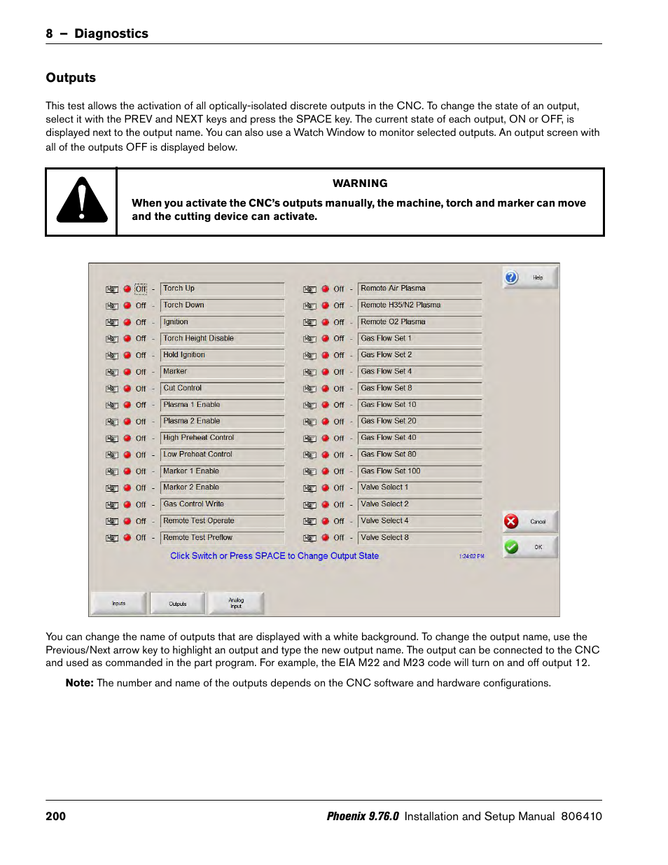 Outputs | Hypertherm V9 Series Phoenix Rev.11 User Manual | Page 200 / 294