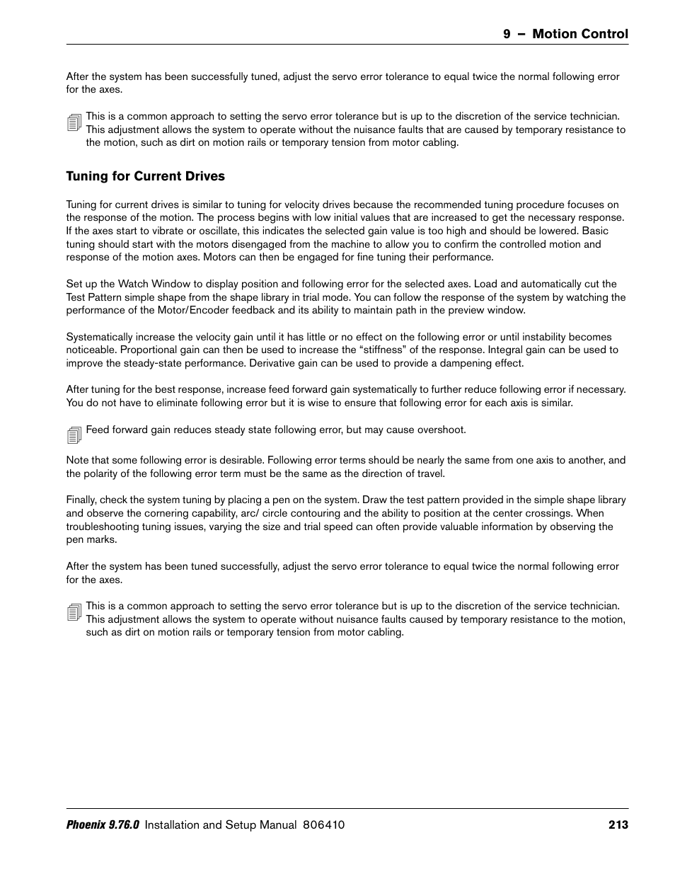 Tuning for current drives | Hypertherm V9 Series Phoenix Rev.11 User Manual | Page 213 / 294
