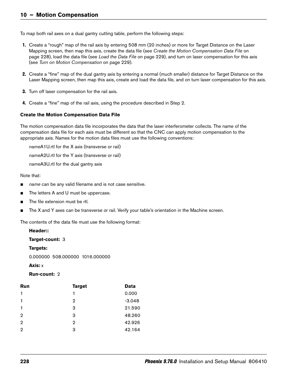 Create the motion compensation data file | Hypertherm V9 Series Phoenix Rev.11 User Manual | Page 228 / 294