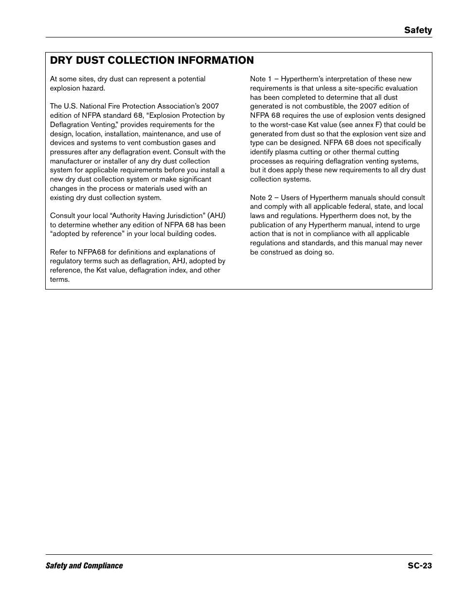 Dry dust collection information | Hypertherm V9 Series Phoenix Rev.11 User Manual | Page 23 / 294