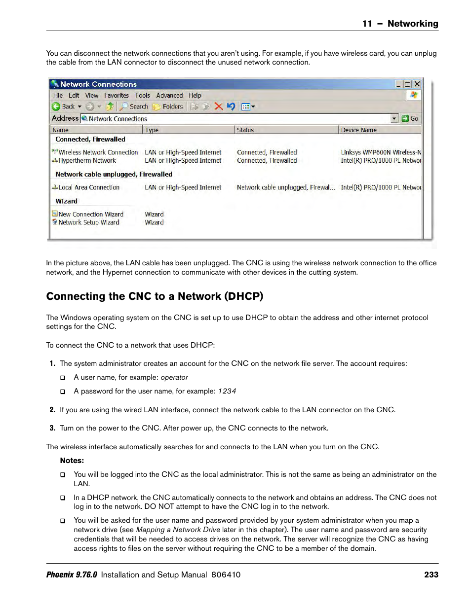 Connecting the cnc to a network (dhcp) | Hypertherm V9 Series Phoenix Rev.11 User Manual | Page 233 / 294