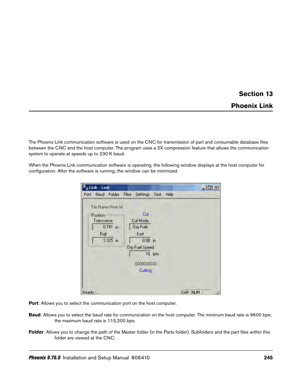 Phoenix link | Hypertherm V9 Series Phoenix Rev.11 User Manual | Page 245 / 294