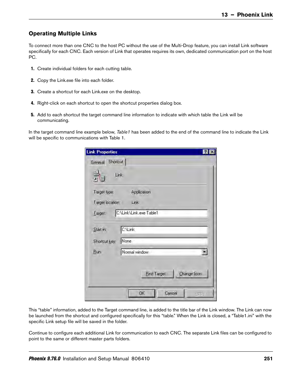 Operating multiple links | Hypertherm V9 Series Phoenix Rev.11 User Manual | Page 251 / 294