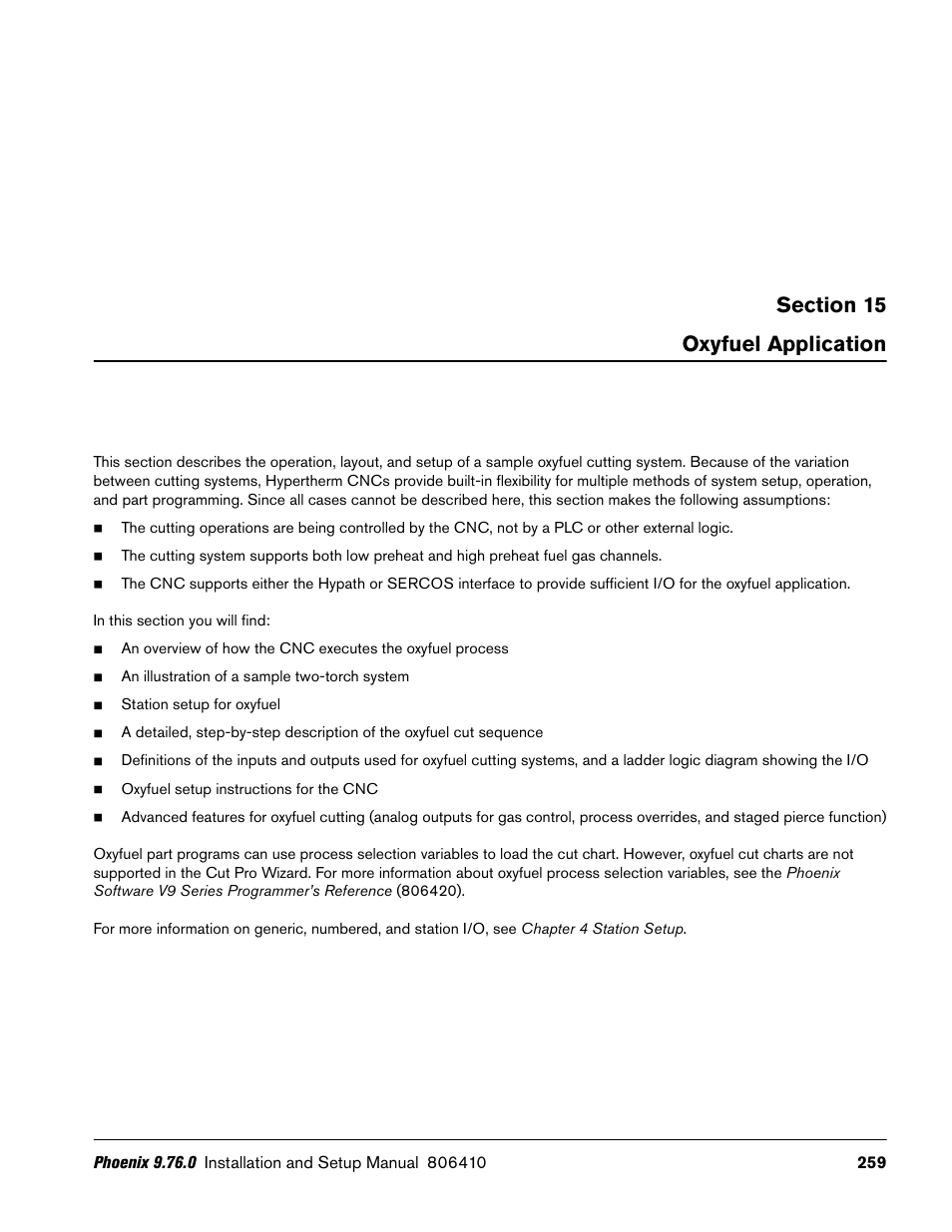Oxyfuel application | Hypertherm V9 Series Phoenix Rev.11 User Manual | Page 259 / 294