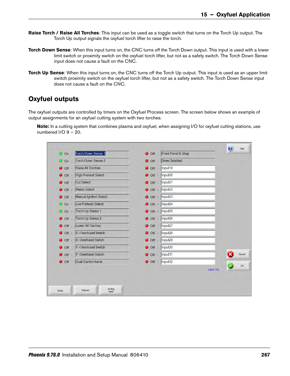 Oxyfuel outputs | Hypertherm V9 Series Phoenix Rev.11 User Manual | Page 267 / 294