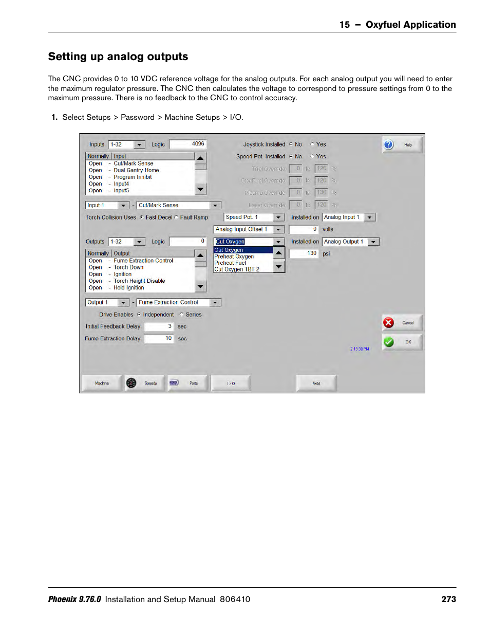 Setting up analog outputs | Hypertherm V9 Series Phoenix Rev.11 User Manual | Page 273 / 294