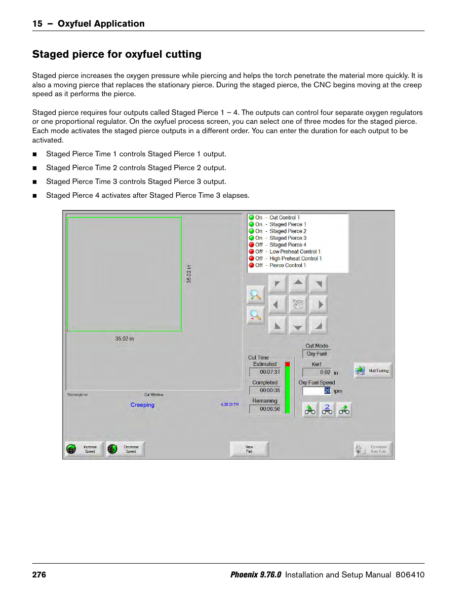 Staged pierce for oxyfuel cutting | Hypertherm V9 Series Phoenix Rev.11 User Manual | Page 276 / 294