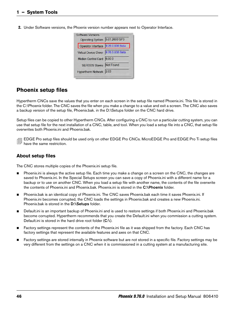 Phoenix setup files, About setup files | Hypertherm V9 Series Phoenix Rev.11 User Manual | Page 46 / 294