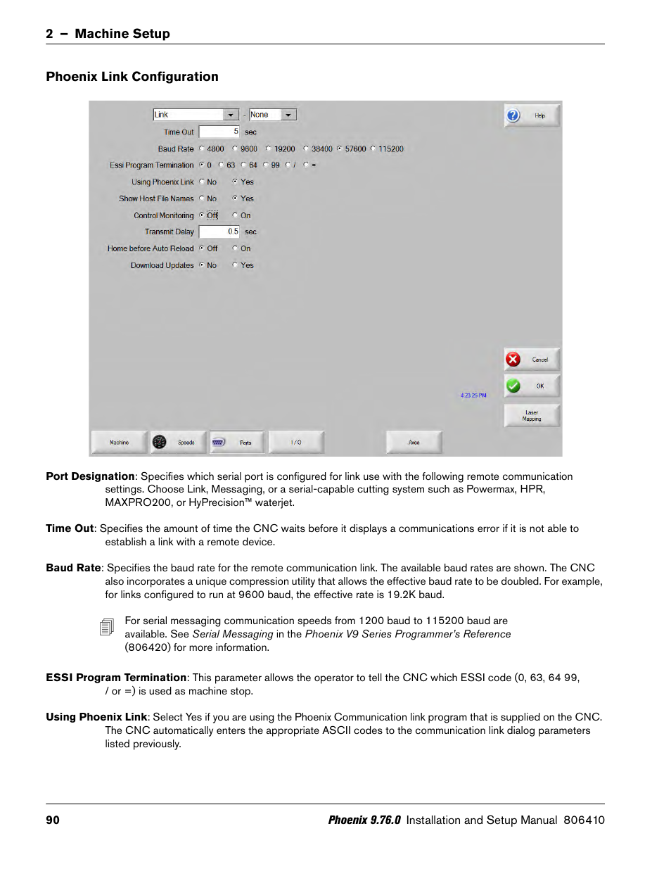 Phoenix link configuration | Hypertherm V9 Series Phoenix Rev.11 User Manual | Page 90 / 294