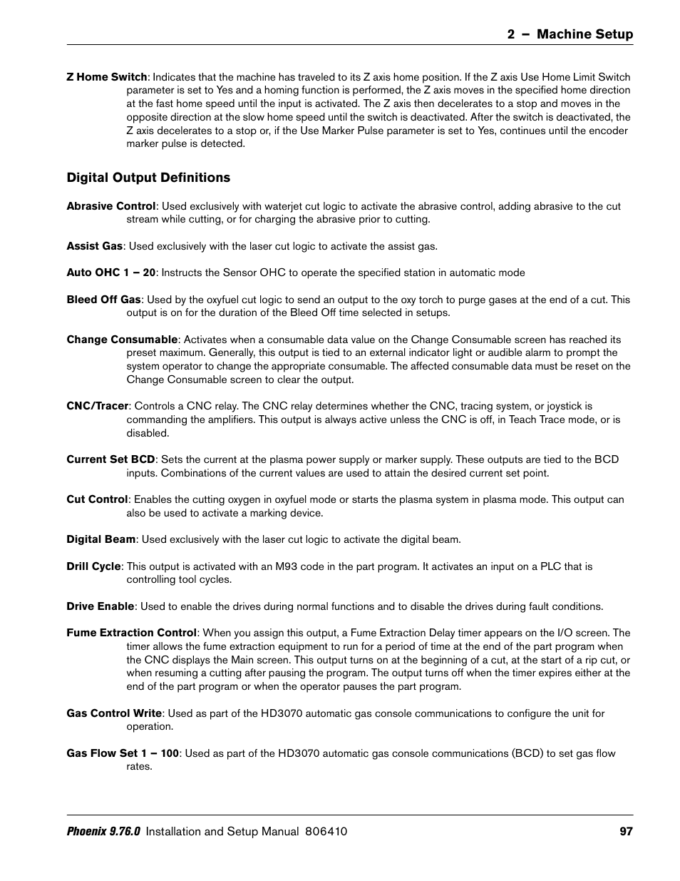 Digital output definitions | Hypertherm V9 Series Phoenix Rev.11 User Manual | Page 97 / 294