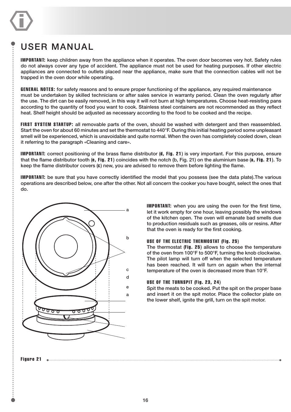 User manual | ilve UP60 Majestic User Manual | Page 16 / 48