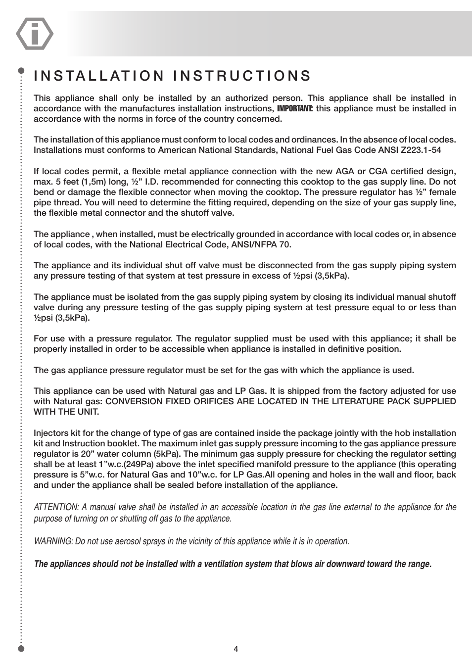 ilve UP60 Majestic User Manual | Page 4 / 48