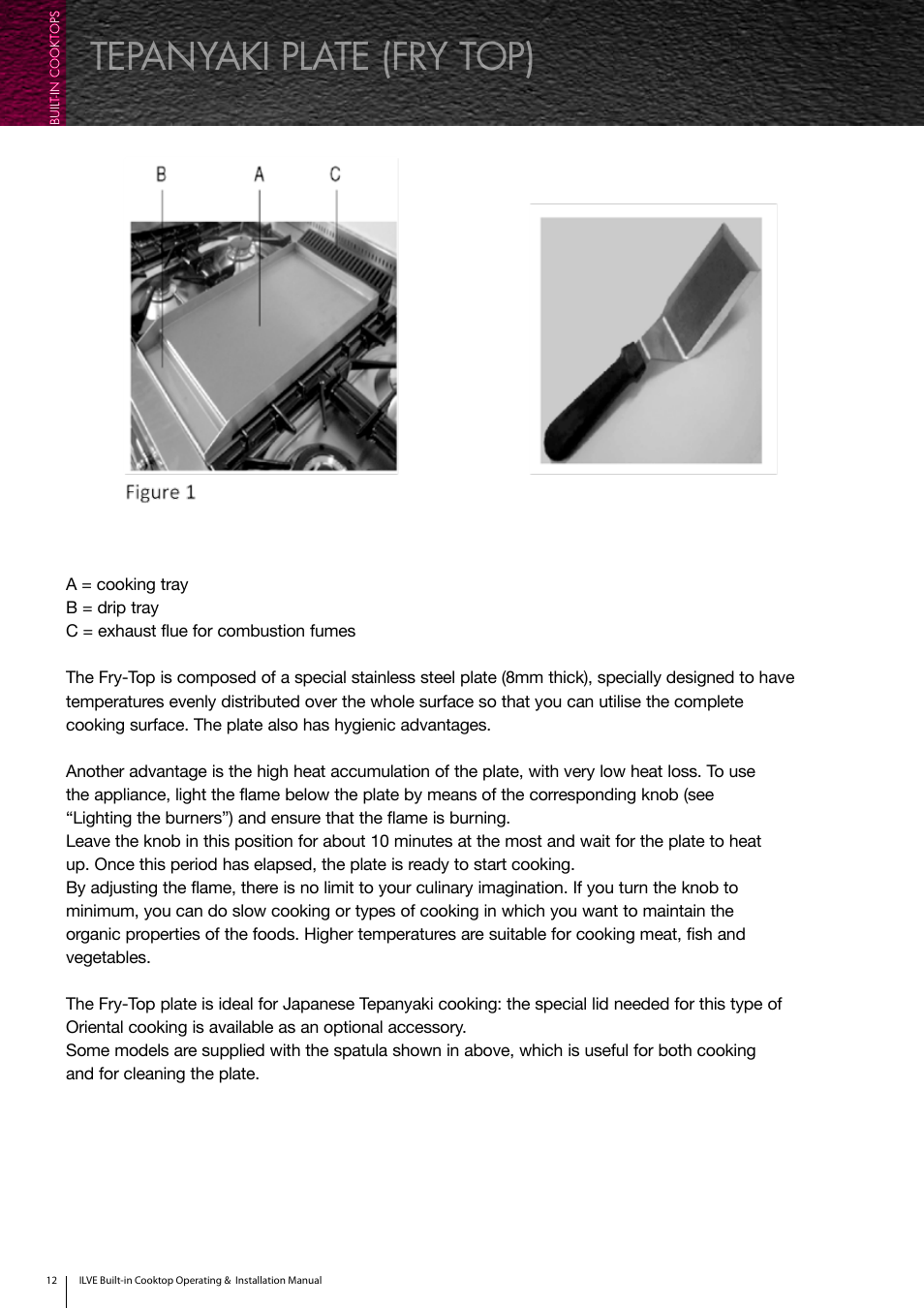 Tepanyaki plate (fry top) | ilve Built-in Cooktop User Manual | Page 12 / 40
