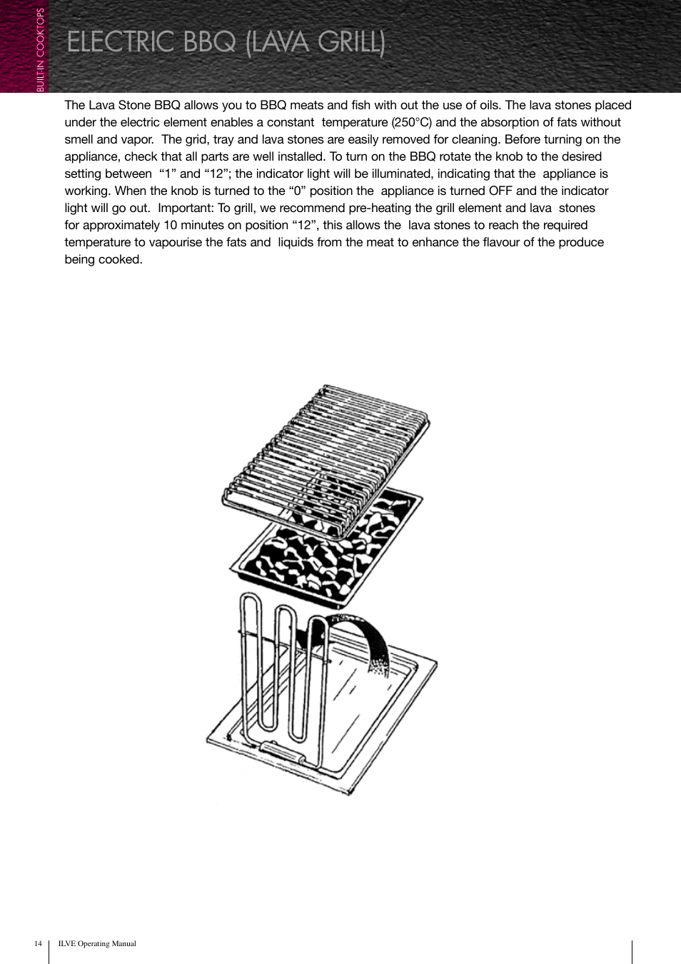 Electric bbq (lava grill) | ilve Built-in Cooktop User Manual | Page 14 / 40