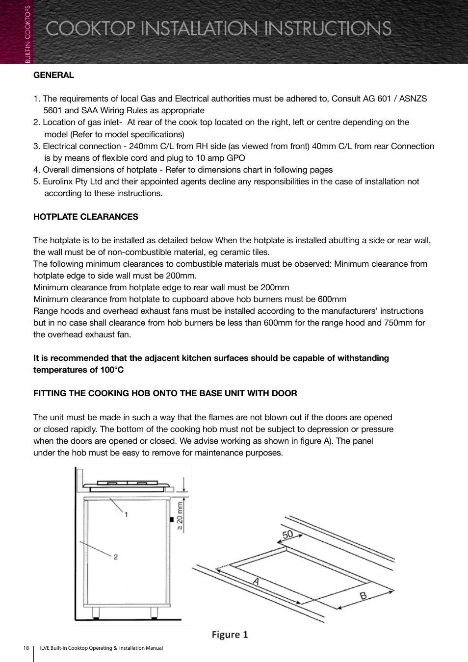 Cooktop installation instructions | ilve Built-in Cooktop User Manual | Page 18 / 40