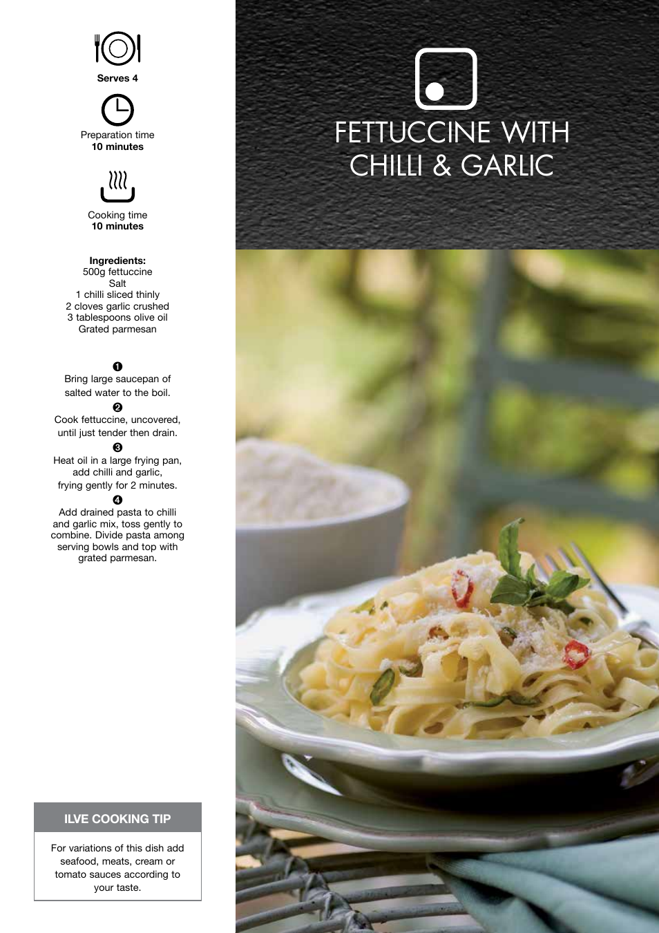 Fettuccine with chilli & garlic | ilve Built-in Cooktop User Manual | Page 33 / 40