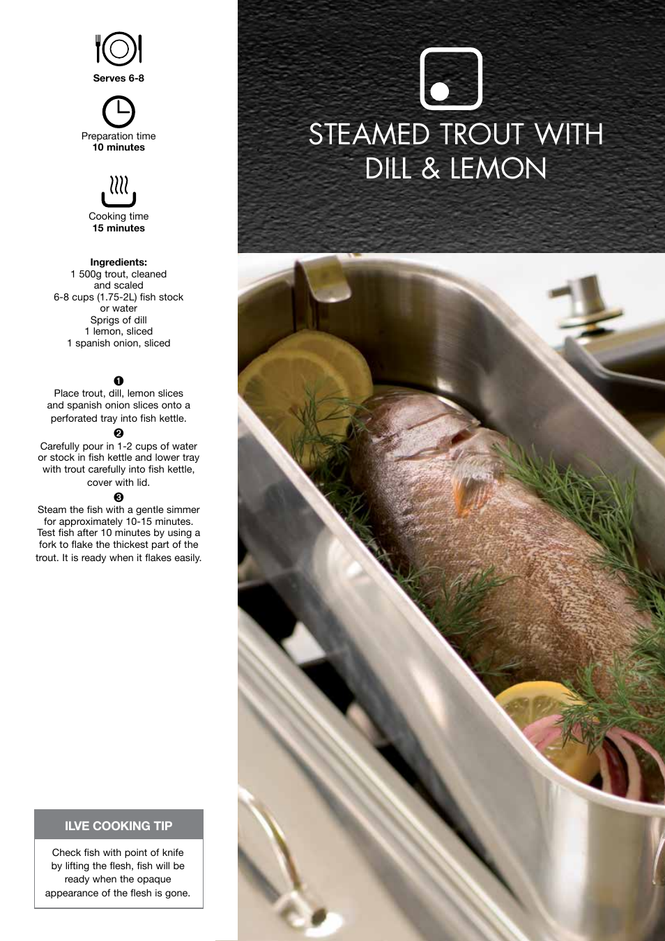 Steamed trout with dill & lemon | ilve Built-in Cooktop User Manual | Page 35 / 40