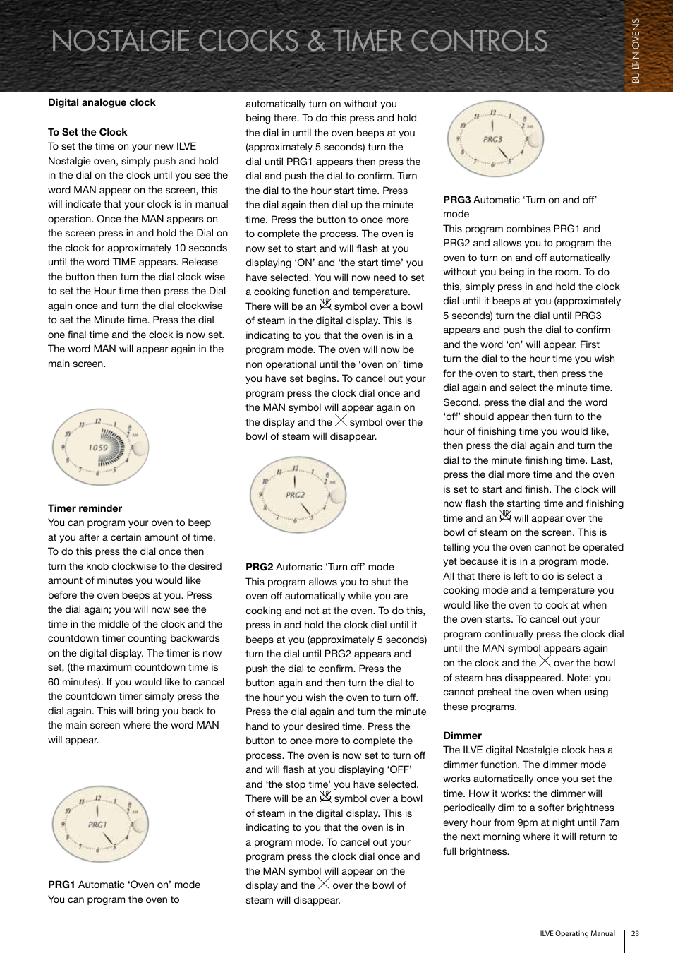 Nostalgie clocks & timer controls | ilve Built-in Oven User Manual | Page 23 / 40