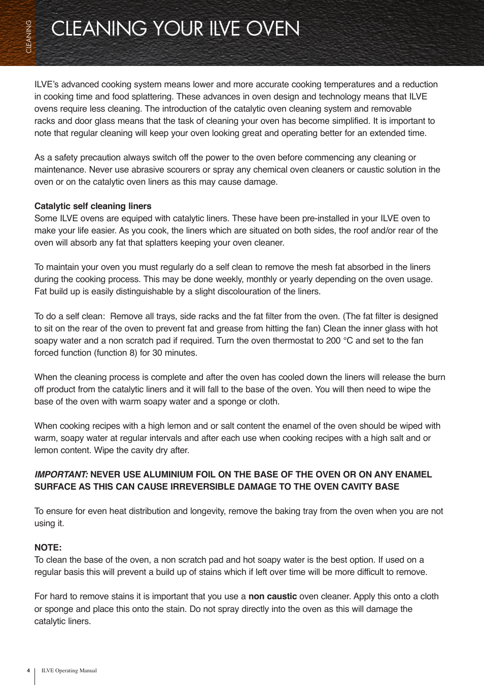 Cleaning your ilve oven | ilve Cleaning Guide User Manual | Page 4 / 10