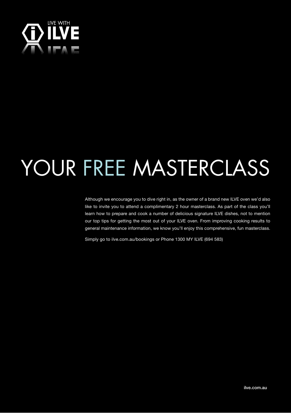 Your free masterclass | ilve Freestanding Cookers User Manual | Page 2 / 66