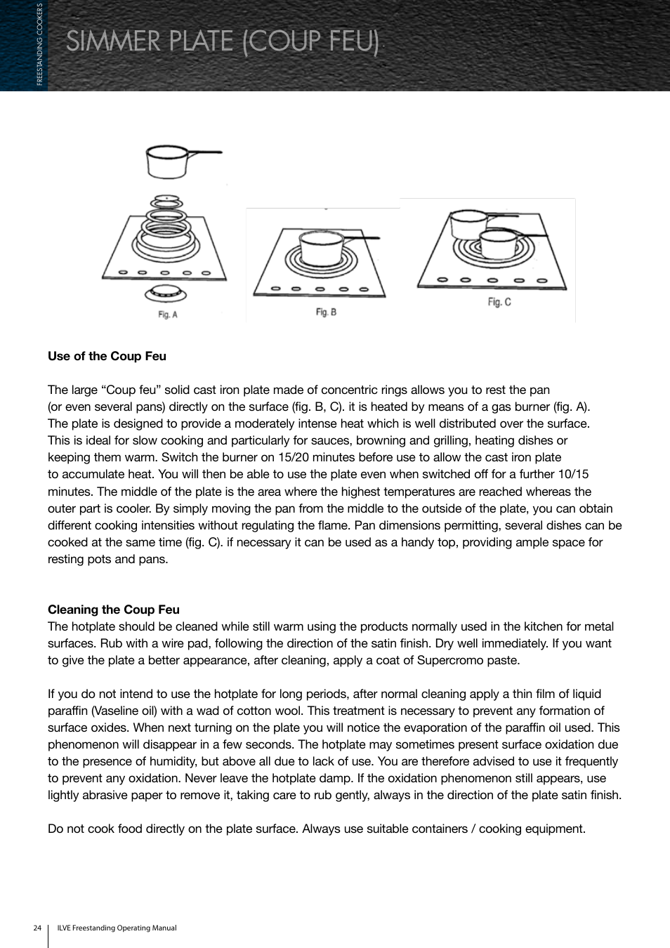 Simmer plate (coup feu) | ilve Freestanding Cookers User Manual | Page 24 / 66