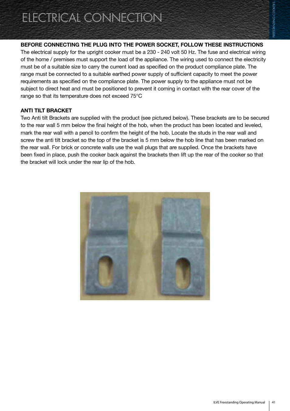Electrical connection | ilve Freestanding Cookers User Manual | Page 41 / 66