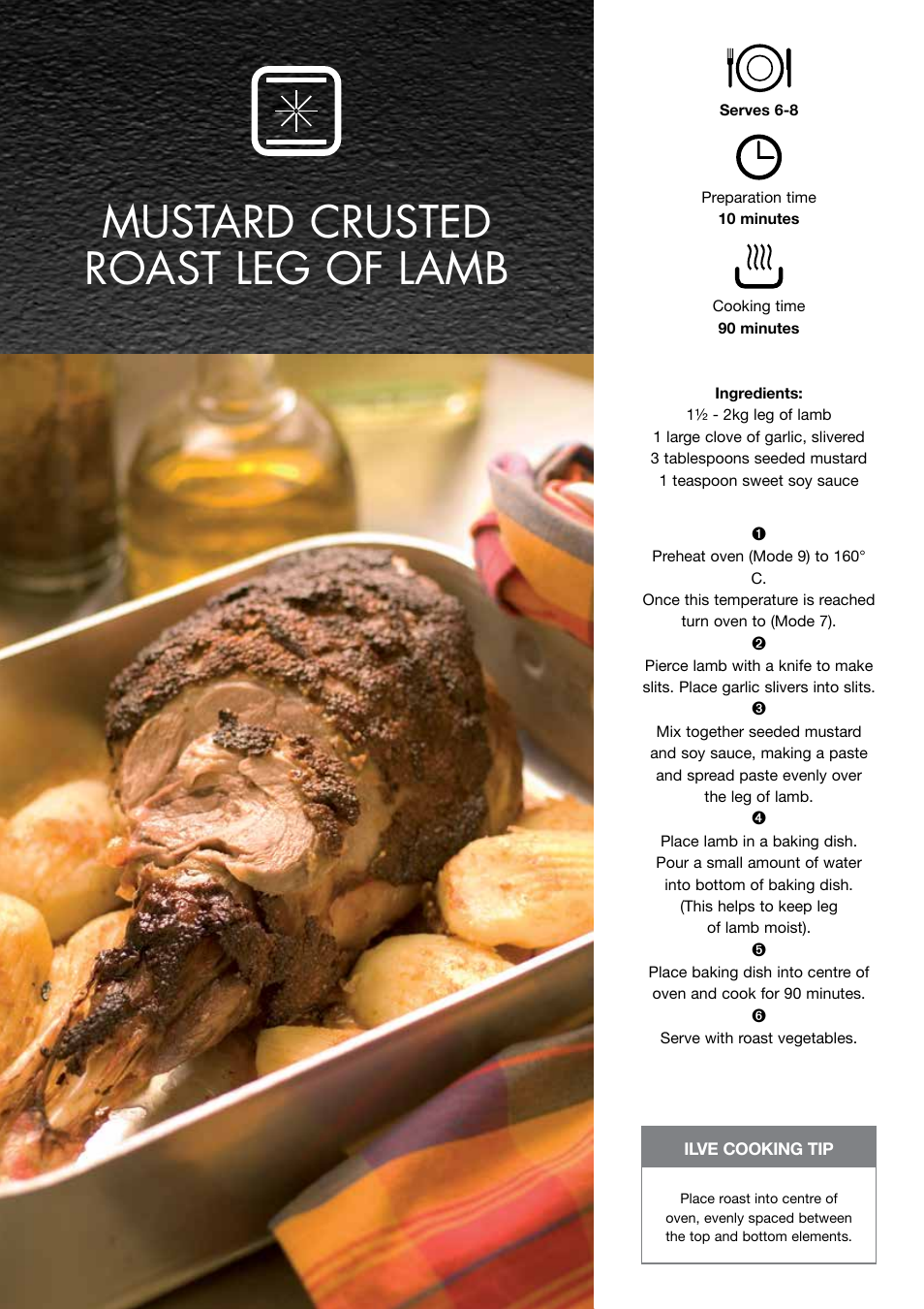 Mustard crusted roast leg of lamb | ilve Freestanding Cookers User Manual | Page 54 / 66