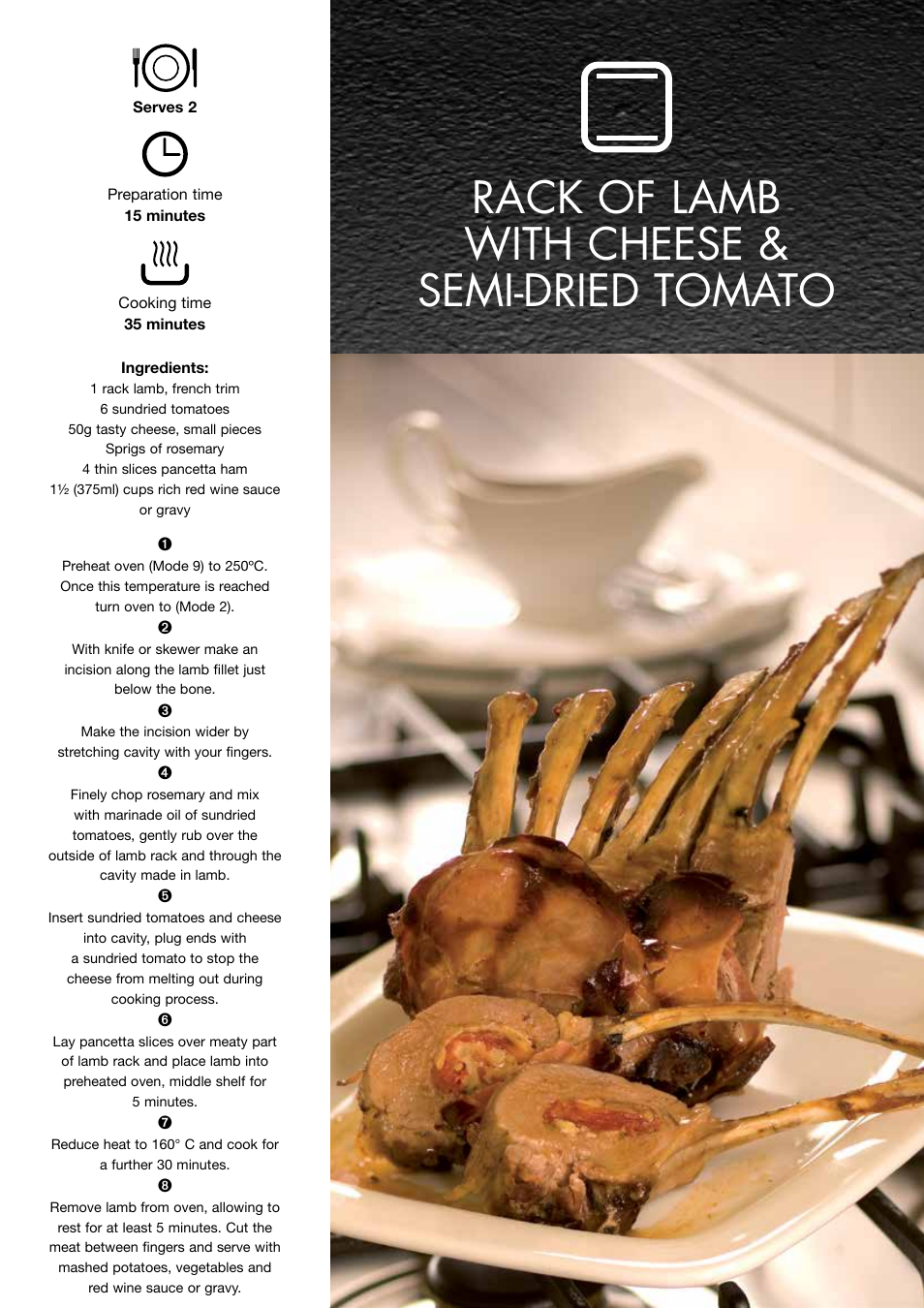 Rack of lamb with cheese & semi-dried tomato | ilve Freestanding Cookers User Manual | Page 57 / 66