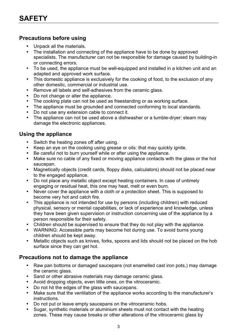 Safety | ilve KHVI60TC User Manual | Page 3 / 12