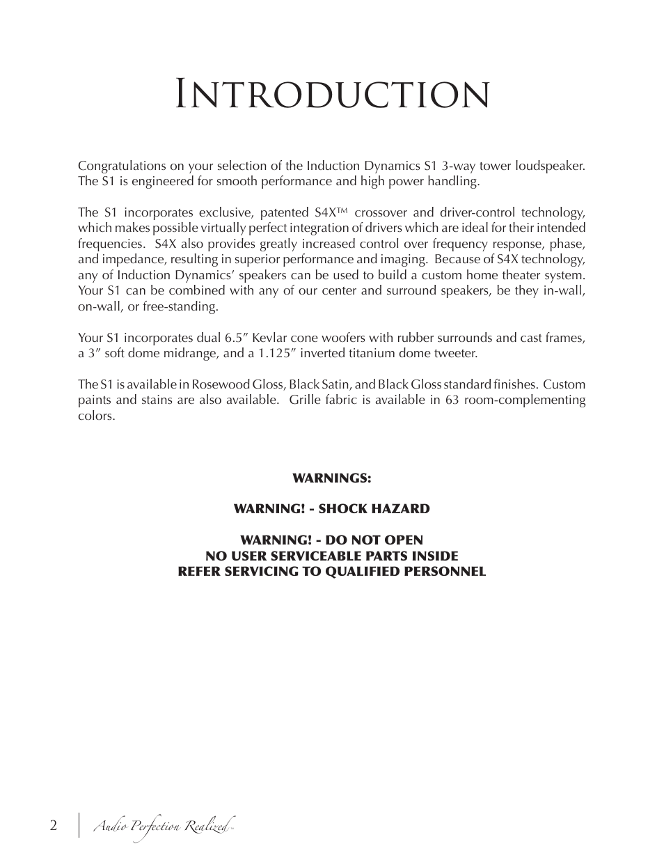 Introduction | Induction Dynamics S1 User Manual | Page 3 / 14