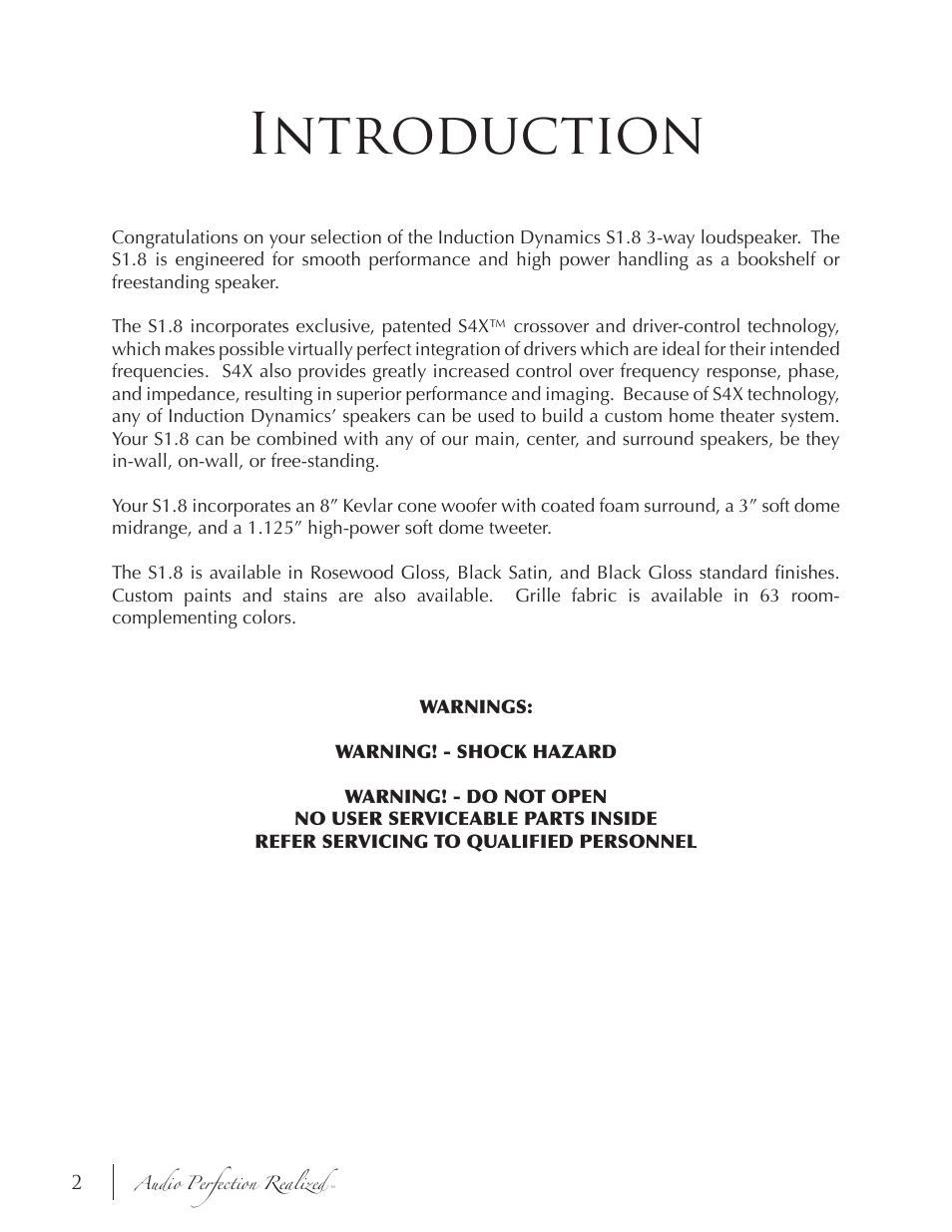 Introduction | Induction Dynamics S1.8 User Manual | Page 3 / 14