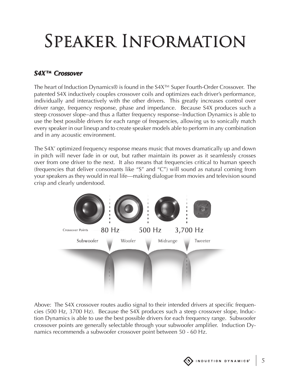 Speaker information | Induction Dynamics S1.8 User Manual | Page 6 / 14